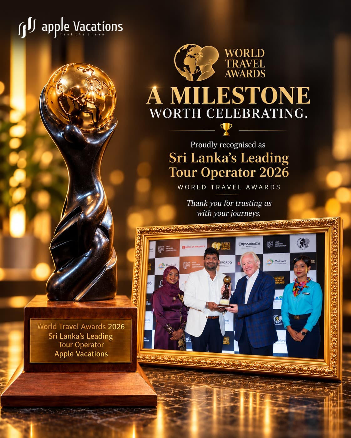 Apple Vacations - Sri Lanka's Leading Tour Operator 2026, World Travel Awards